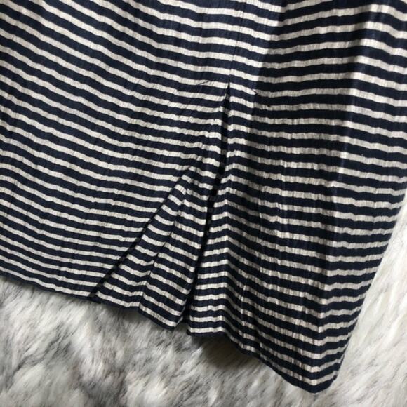 Ann Taylor LOFT linen blend striped blue & white straight skirt - Picture 7 of 9